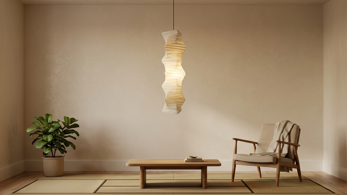 JINSHE Sculptural Suspension: The 33N Washi Paper Swag Light