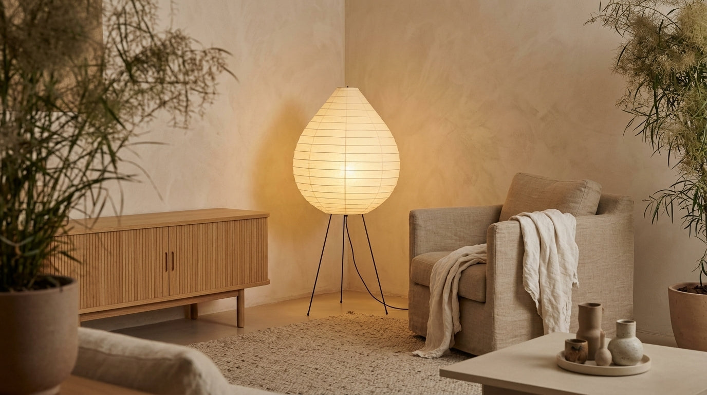 JINSHE Organic Silhouette: The 23N Washi Paper Floor Lamp