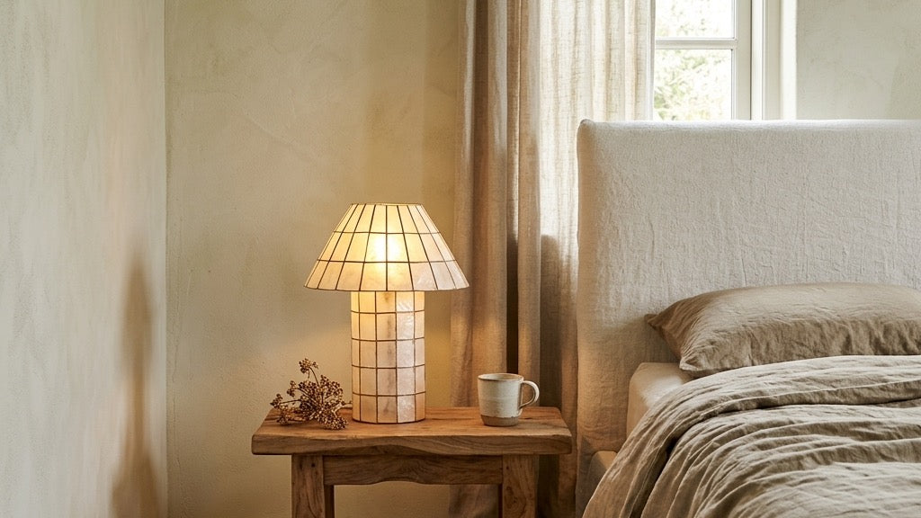 JINSHE Coastal Serenity: Styling the Handcrafted Aornelia Capiz Shell Table Lamp in Modern Spaces