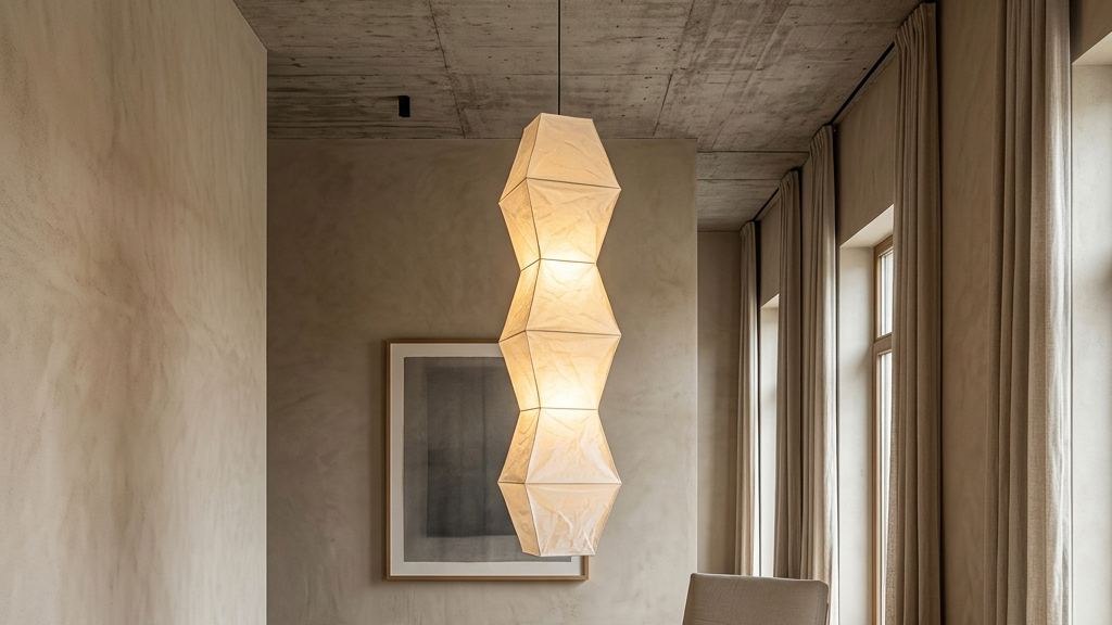 JINSHE Sculptural Suspension: The E Washi Paper Swag Light