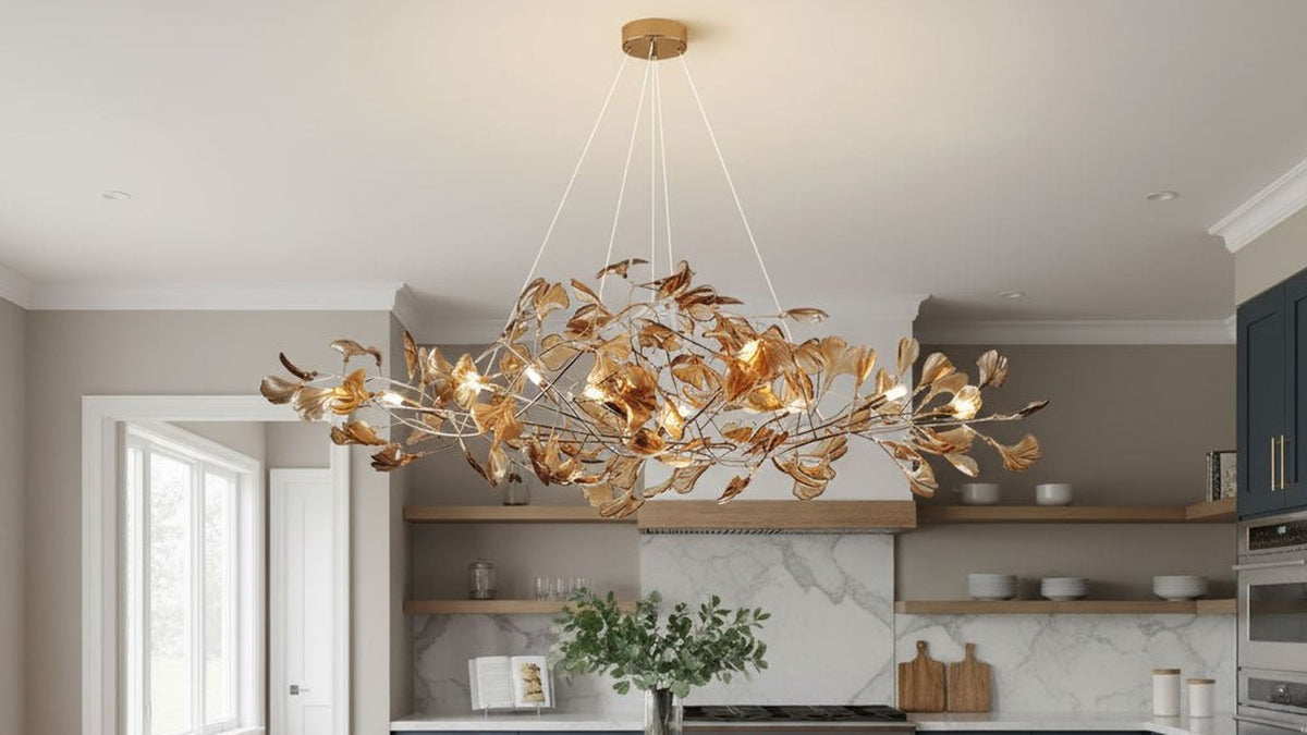 How to Style the Acrylic Ginkgo Leaf Chandelier Over Kitchen Islands & Dining Spaces | JINSHE Guide