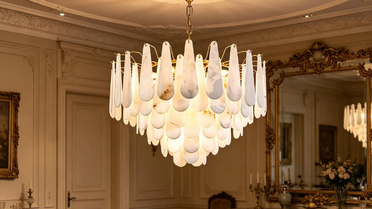 How to Choose & Hang a Real Alabaster Chandelier in a Japandi Dining Room | JINSHE Studio Guide
