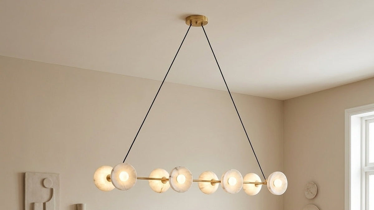 The Architectural Line of Light: Styling the Vireo Alabaster Chandelier Over Kitchen Islands & Dining Tables | JINSHE Guide