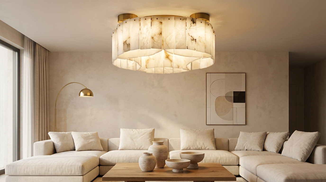 JINSHE Architectural Stone: The Lopet Alabaster Ceiling Light