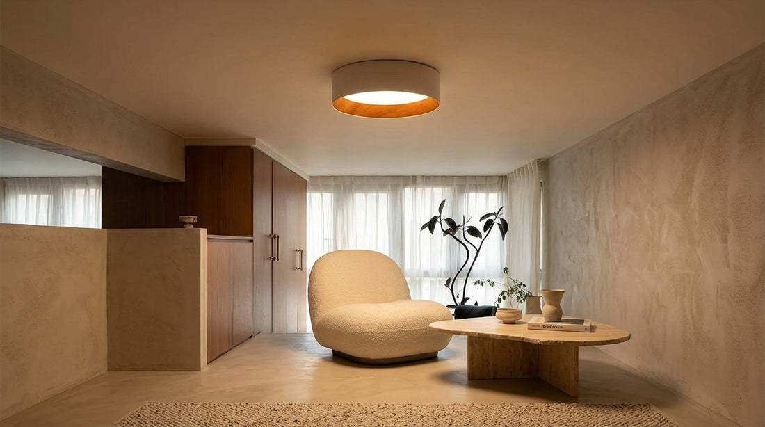 JINSHE Geometric Simplicity: The Taaks Wood & Aluminum Ceiling Light