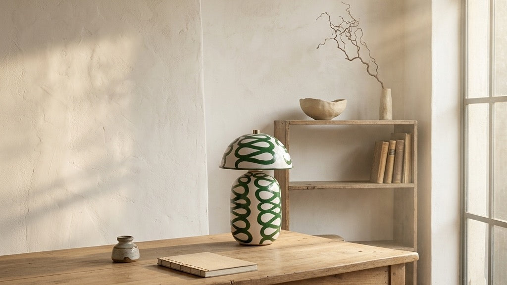 JINSHE Earth and Artistry: Styling the Vividra Curve Hand-Painted Ceramic Table Lamp