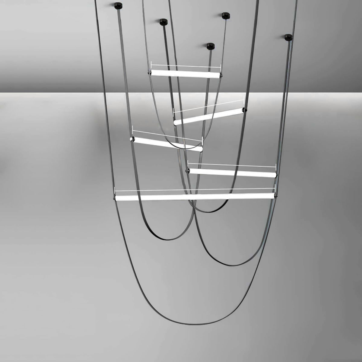 Tracer Belt Curated Mouth-Blown Frosted Glass Ch – spatial dining room perspective #1
