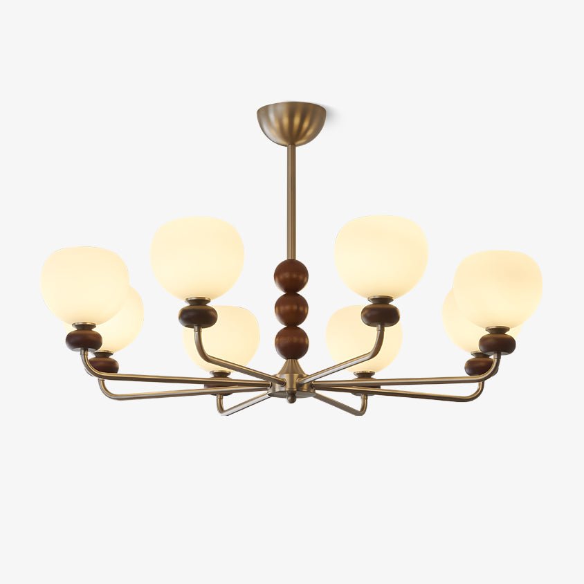 Orb Walnut Chandelier – Handcrafted Architectural Luxury Lighting Fixture