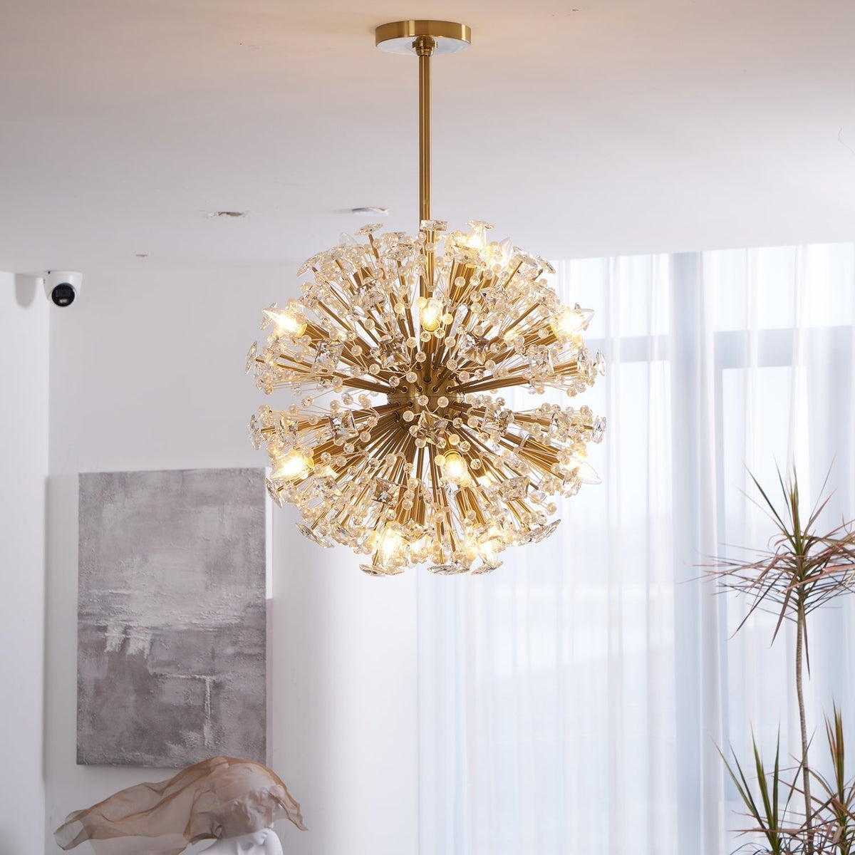 Dickinson Curated K9 Bohemian Crystal Chandelier – illuminated warm ambiance setting