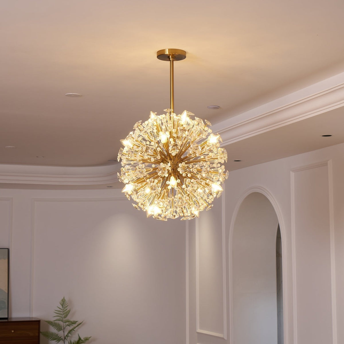 Dickinson Curated K9 Bohemian Crystal Chandelier – side angled contour profile