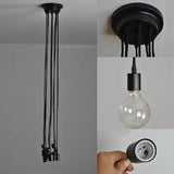 Spider Ceiling Curated Iron & Glass Chandelier – unlit natural material contrast