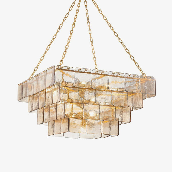 Regal Chain Curated Amber Art Glass Chandelier