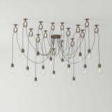 Industrial Spider Curated Solid Brass Chandelier – structural canopy joint detail #1