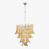 Petala Amber Art Glass Chandelier – illuminated warm ambiance setting #1