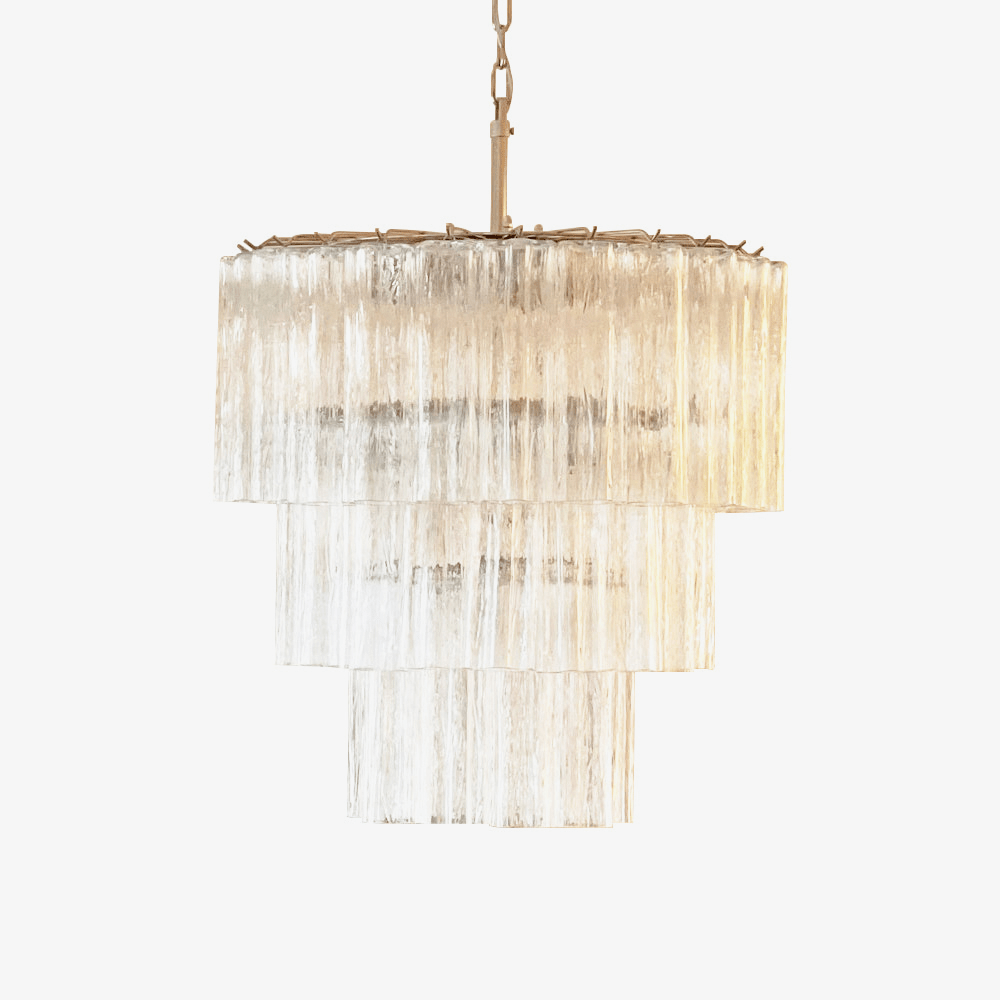 Tiered Tube Glass Curated Mouth-Blown Frosted Gl – Mouth-Blown Frosted Glass Chandelier