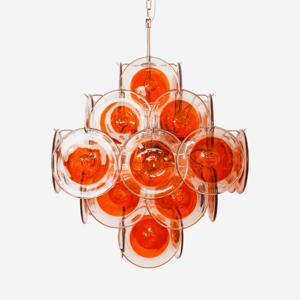 Orange Transparent Glass Disc Curated Mouth-Blow