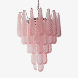 Pink Glass Droplet Curated Mouth-Blown Frosted G – Mouth-Blown Frosted Glass Chandelier