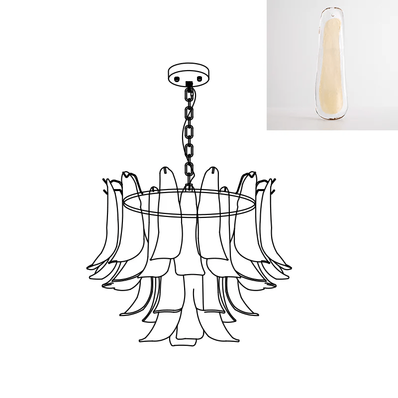 Murano Glass Leaf Chandelier – Ambient Illumination in Luxury Interior Setting View 33