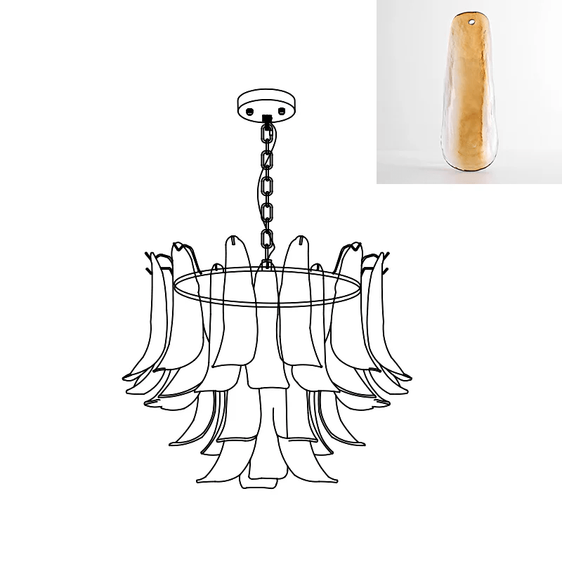 Murano Glass Leaf Chandelier – Ambient Illumination in Luxury Interior Setting View 35