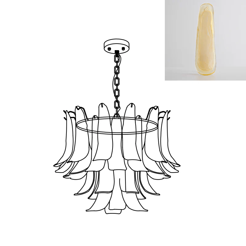 Murano Glass Leaf Chandelier – Ambient Illumination in Luxury Interior Setting View 37
