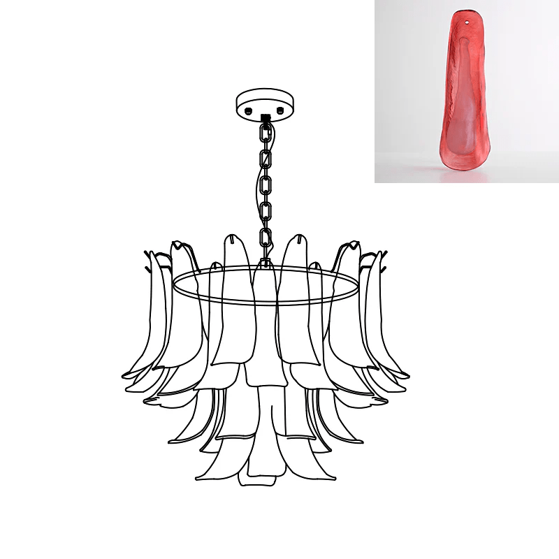 Murano Glass Leaf Chandelier – Ambient Illumination in Luxury Interior Setting View 40