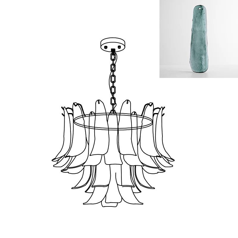 Murano Glass Leaf Chandelier – Ambient Illumination in Luxury Interior Setting View 42