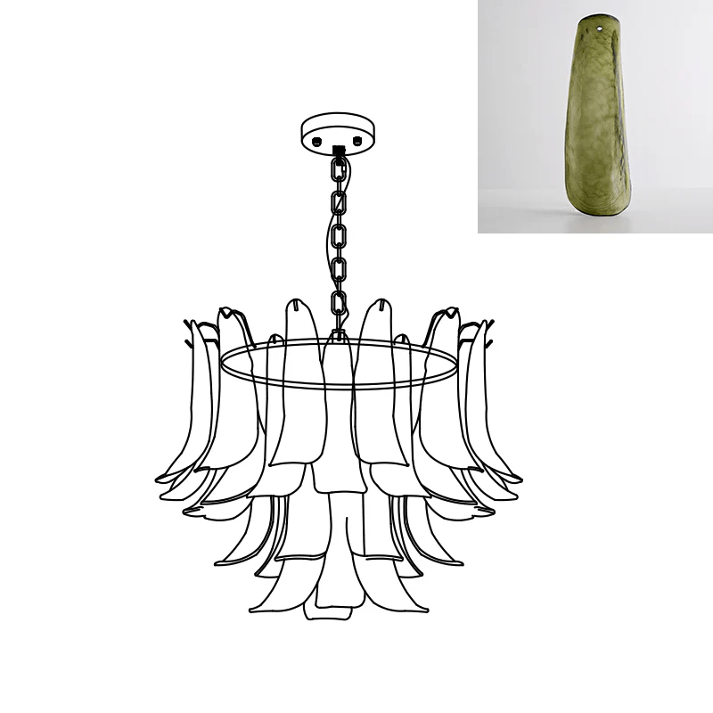 Murano Glass Leaf Chandelier – Ambient Illumination in Luxury Interior Setting View 43