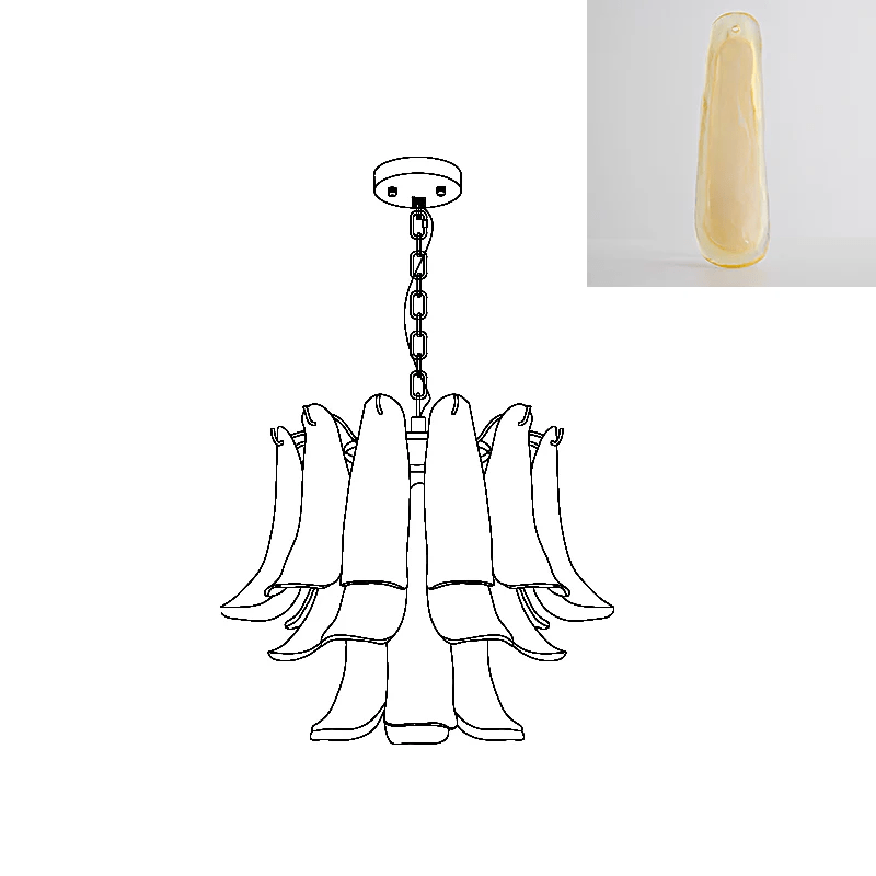 Murano Glass Leaf Chandelier – Ambient Illumination in Luxury Interior Setting View 23