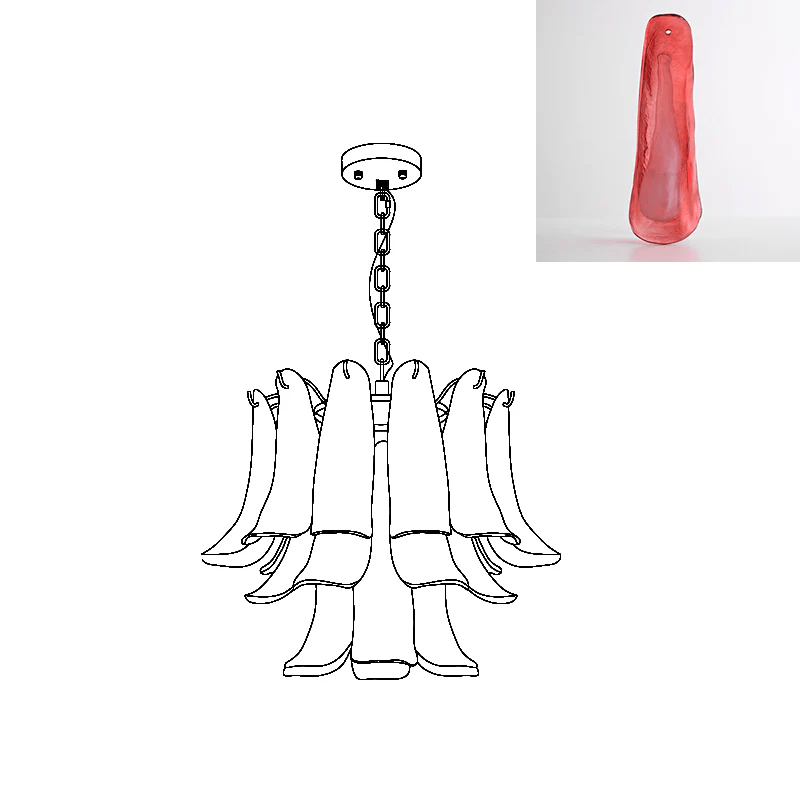 Murano Glass Leaf Chandelier – Ambient Illumination in Luxury Interior Setting View 26