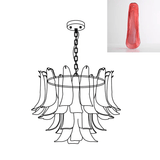Murano Glass Leaf Chandelier - 4 Layers ∅ 31.5″ x H 19.6″ / Dia 80cm x H 50cm / Red Cloud & Gold