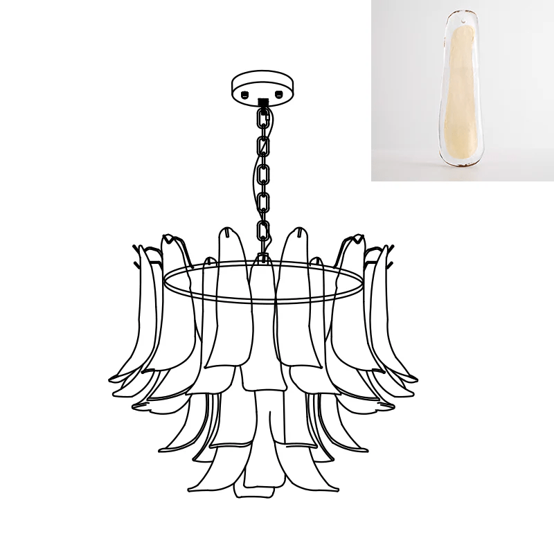 Murano Glass Leaf Chandelier – Ambient Illumination in Luxury Interior Setting View 47