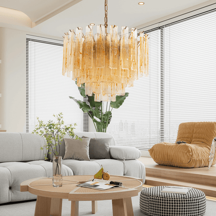 Golden Amber Glass Chandelier