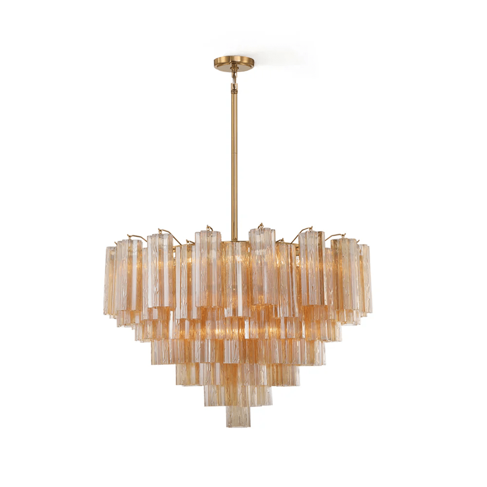 Virella Murano Curated Amber Art Glass Chandelie – unlit natural material contrast