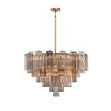 Virella Murano Curated Amber Art Glass Chandelie – illuminated warm ambiance setting