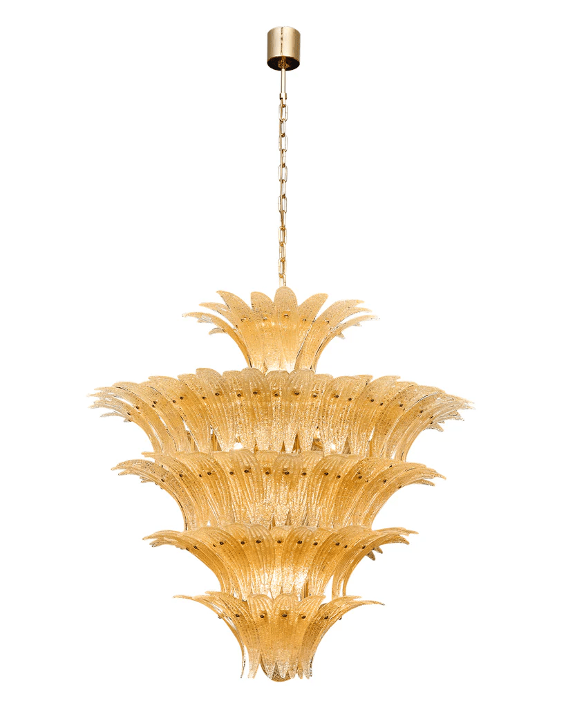 Glass Palmette Chandelier – Ambient Illumination in Luxury Interior Setting View 4