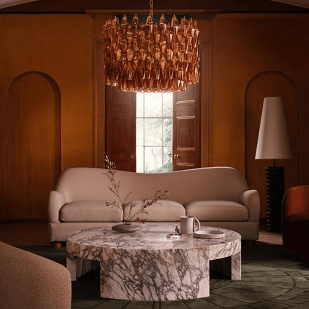 Drum Sorrento Curated Amber Art Glass Chandelier
