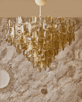 Amber Art Glass craftsmanship detail on Vivara Glass Curated Amber Art Glass Chandelier