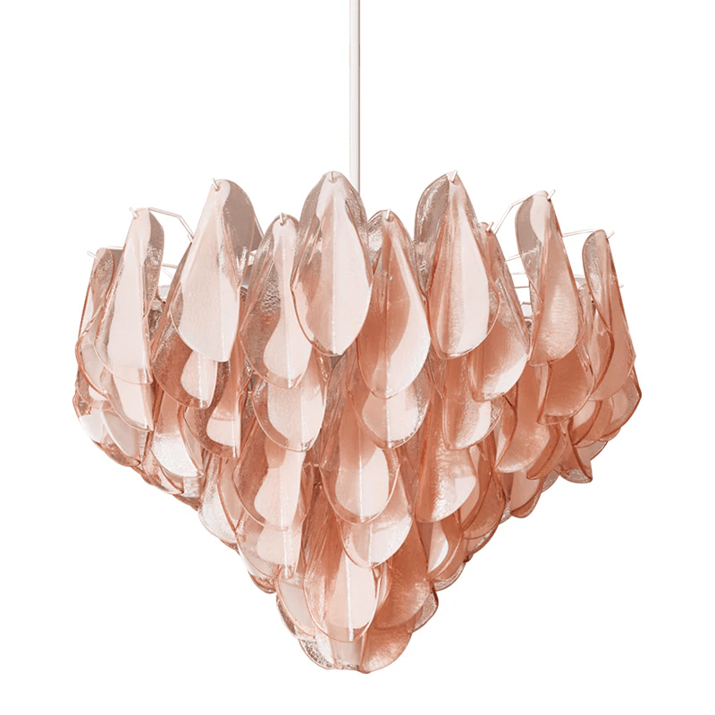 Vivara Glass Curated Amber Art Glass Chandelier – illuminated warm ambiance setting