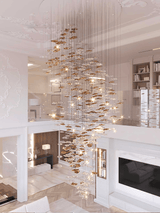 Tidal Art Glass Chandelier – Ambient Illumination in Luxury Interior Setting View 10