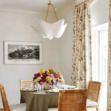 Luvonea Plaster Curated Iron & Glass Chandelier warm illuminated room view