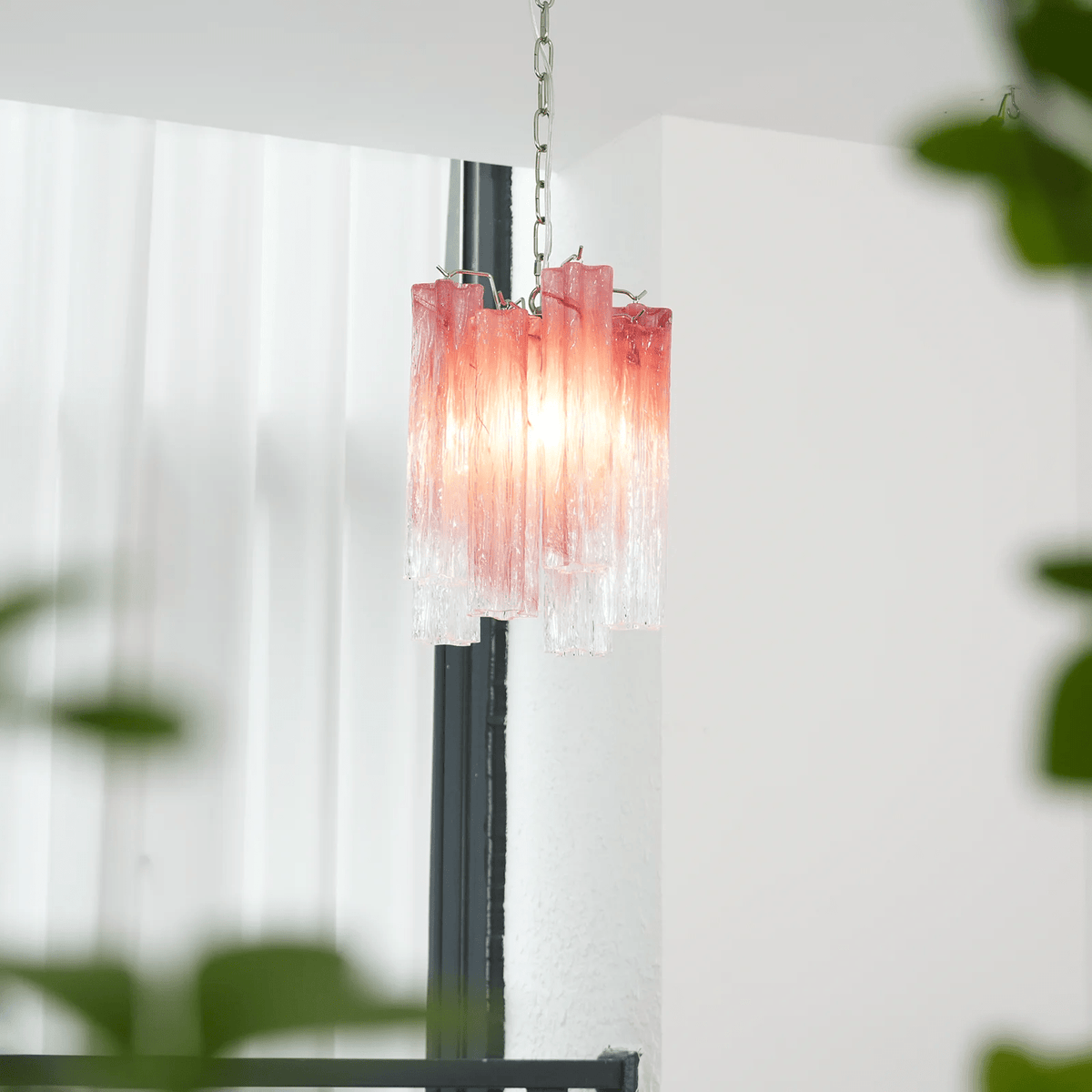 Rosatina Glass Curated Mouth-Blown Frosted Glass installed in residential dining space