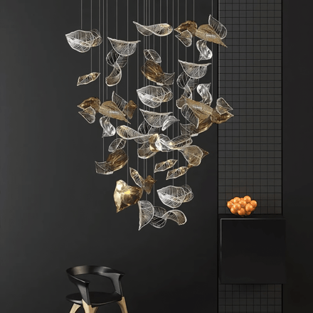 Drifting Leaves Glass Curated Mouth-Blown Froste