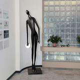 Noir Muse Sculpture Curated Mouth-Blown Frosted – illuminated warm ambiance setting
