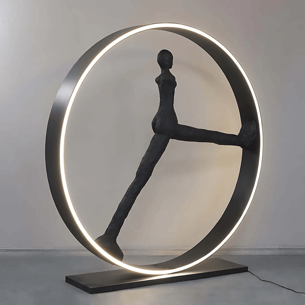 Time Walker Sculpture Curated Iron & Glass Floor