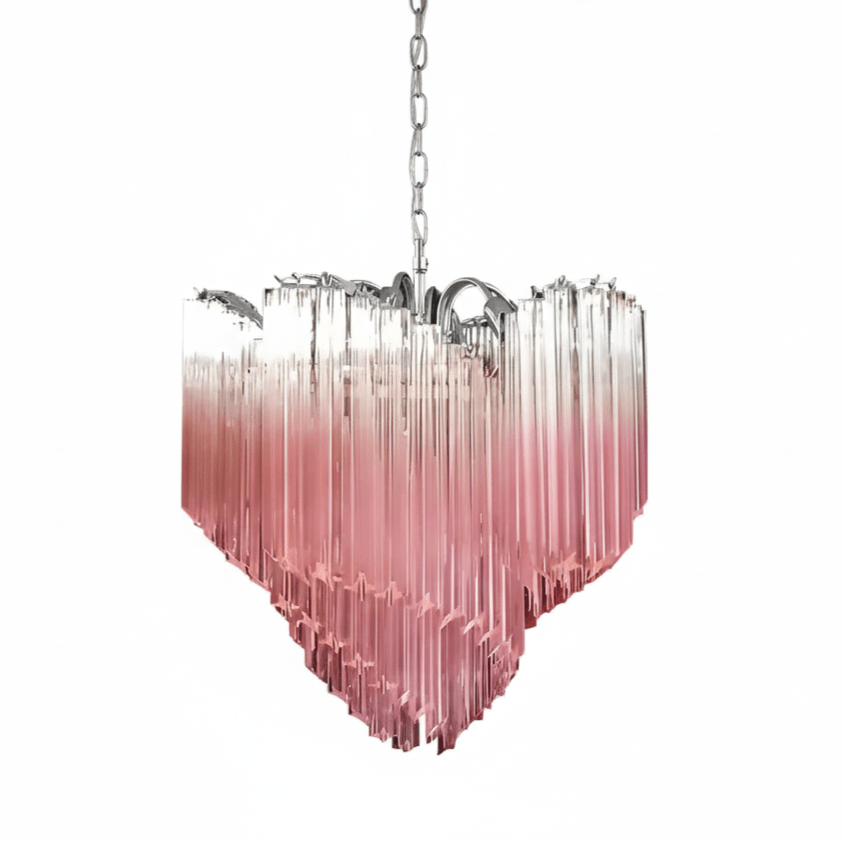 Glass Pink Prism Chandelier – Ambient Illumination in Luxury Interior Setting View 18