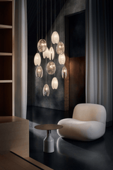 Mussels Cluster Curated Mouth-Blown Frosted Glas warm illuminated room view