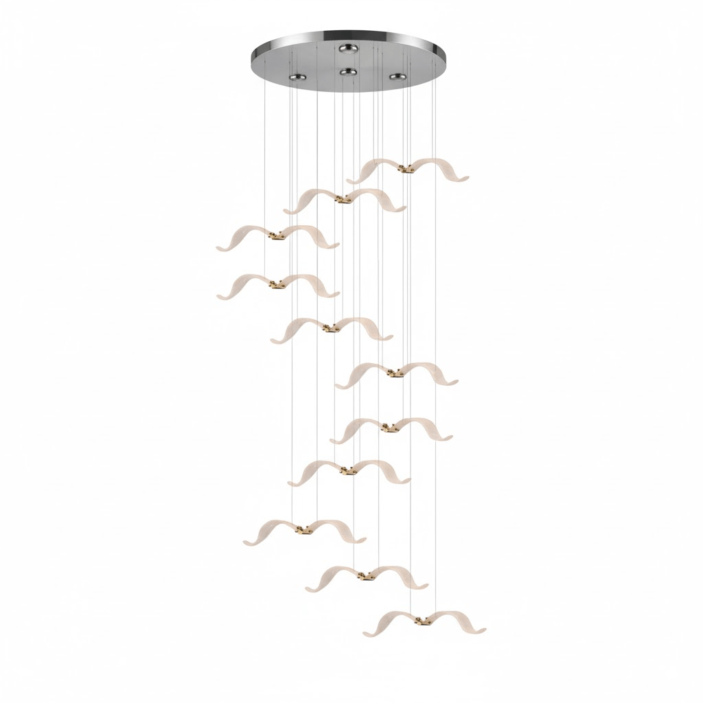 Large Seagull Chandelier – Ambient Illumination in Luxury Interior Setting View 28