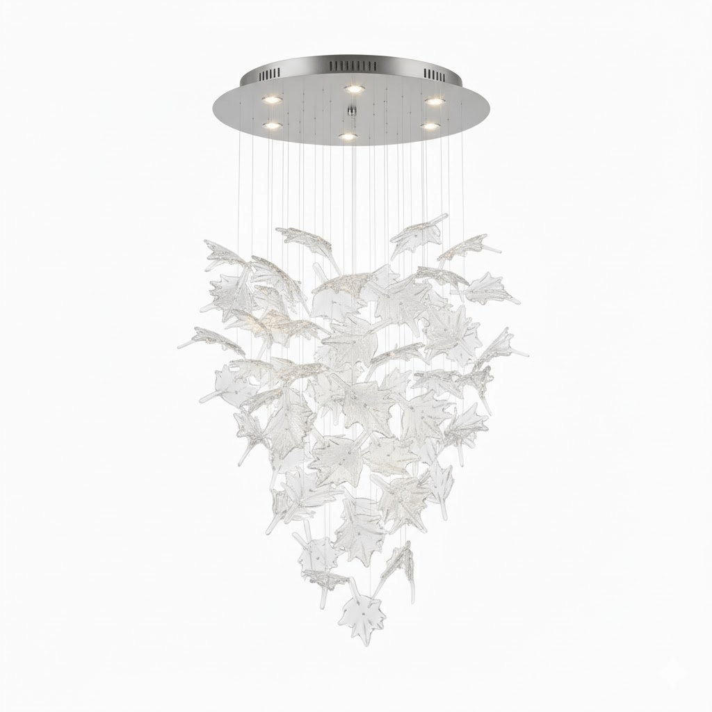 Multicolor Crystal Maple Chandelier – Ambient Illumination in Luxury Interior Setting View 17