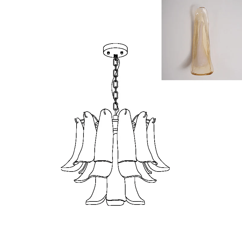 Murano Glass Leaf Chandelier – Ambient Illumination in Luxury Interior Setting View 20