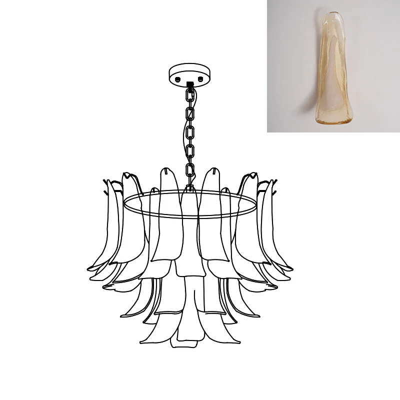Murano Glass Leaf Chandelier – Ambient Illumination in Luxury Interior Setting View 34